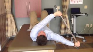 Supine Horizontal Shoulder Abduction and Adduction with cane