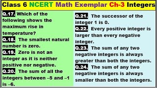 Class 6 Math Ch-3 Q 17 to Q 24 Math NCERT Exemplar Solution|MATH|NCERT|Integers|CBSE|Chapter 3|NCERT