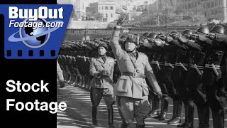 Soldiers Goose Step March Past Italian Dictator Benito Mussolini 1938 | Stock Footage