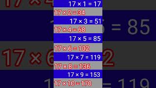 17 का पहाड़ा (table) english में #education