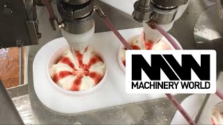 Strawberry Ripple with fluted Nozzle - ROKK RR 2000 Ice Cream Rotary Filling Machine