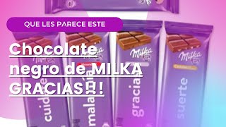 🍫 chocolate negro MILKA de Leche "gracias", muy rico y sabroso