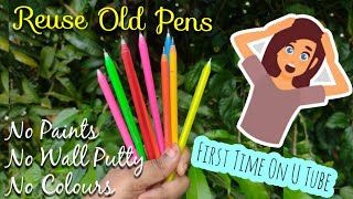 Empty Pens Craft | Wall Hangers | Cardboard Craft | No Wall Putty | Waste caps reuse