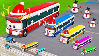 5 Giant Duck vs Big & Small Long Bus Christmas Obstacle Course - Long Slide Game | BeamNG.drive