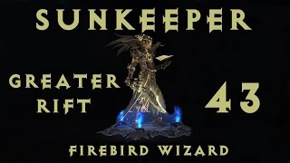 Diablo 3 Wizard Solo GR 43 Sunkeeper Firebird