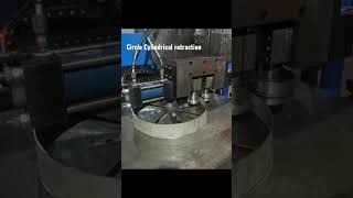 Metal circle, cylindrical shrinkage. Cylindrical shrinking machine