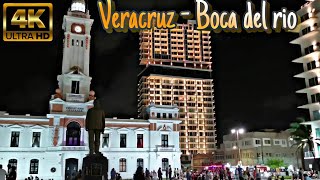 [4K] VERACRUZ de noche por la playa de Veracruz - boca del rio malecón y bulevar