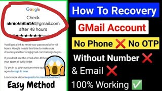 Gmail Account Recovery Latest Update 2024 | HOW To Recover Gmail Account Without Any Verification