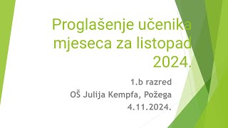 Proglašenje učenika mjeseca za mjesec listopad 2024.