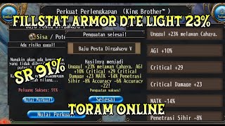 Fillstat Armor DTE LIGHT 23% SR 91% | DTE 23% AGI 10% CR 29 CD 23 #toramonline #toramonlineindonesia