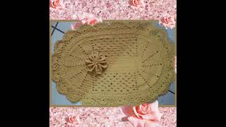 tapete de croche oval com flor luxo