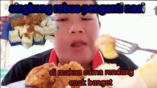 tkwmalaysia makan singkong rebus sama rendang ayam