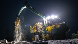 Brandneuer HSM 208F Rückezug im Schnee | Ersteinsatz | Steilhang | Holzrücken | Tag und Nacht | 2019