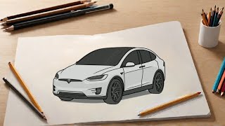 "Step-by-Step Guide: Drawing a Tesla Model X Car"