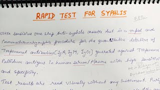 RAPID TEST FOR SYPHILIS