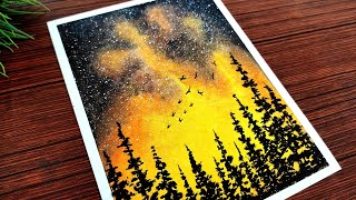 Galaxy Sky Drawing | Easy Oil Pastel Drawing for Beginners Step by Step