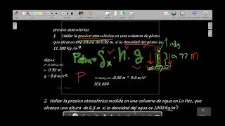 CALCULO DE LA PRESIÓN ATMOSFÉRICA (EJERCICIOS)