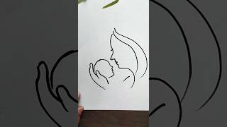 mother and child drawing in easy way #linesketch #penart #shortfeed #shorts