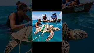 Turtle Saved from Deadly Plastic Trap! Ocean Rescue Mission #shorts