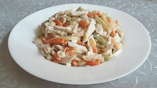 Вкусный сытный салат с курицей