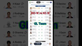 IND-W vs NZ-W 3 ODI GL Team 🔥 #glteam #dream11prediction #shorts #trending