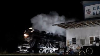 Nickel Plate #765 storms through Carland, Michigan at night