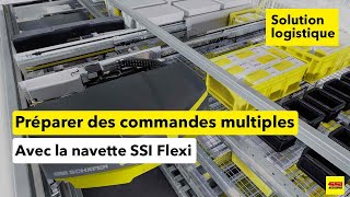 Flexibilité assurée avec la navette SSI Flexi pour le stockage automatisé de bacs, cartons, plateaux