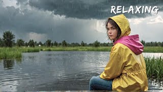 rainy day 🌧️ me as I challenge myself to sit on a pond in the middle of a torrential rainstorm