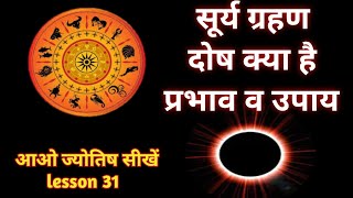 surya grahan dosh kya hai. प्रभाव व उपाय। Astrology chapter 31