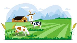 Cow concept illustration scene animation