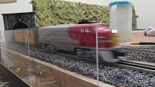 The 1950's Santa Fe 1st run on the new layout.