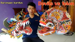 membuat barongan Devils dari kardus || yuk kita pasangin gigi galak