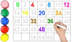 (Numbers Game) Learn Even Numbers from 0 to 60 for Kids | Write Numbers Along the Dotted Line