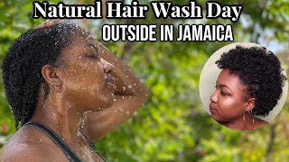 WASH DAY ROUTINE FOR NATURAL HAIR | OUTSIDE IN JAMAICA | PROTECTIVE STYLE PREP