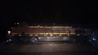 Late Night BNSF Train in the Rain