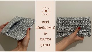 ÇOK ŞIK OLDU!!⭐️1 GÜNDE DERİ GÖRÜNÜMLÜ İPTEN ÖRGÜ CLUTCH ÇANTA ⭐️ASTAR ANLATIMLI