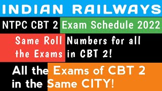 RRB NTPC CBT 2 Exam| Big Update| All Level Exams in the Same CITY with Same Roll Numbers| Must Watch