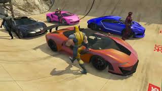 GTA V Super Heroes Crazy Race Spiderman, Superman, Hulk By Supercars, Trucks, Tank, Bikes & Jet Skis