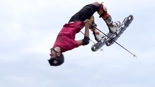 World's First Backflip on Grass Skis