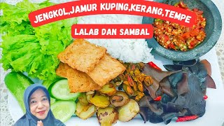 Jamur kuping.tempe Krispy jengkol dan sambel waw mantap