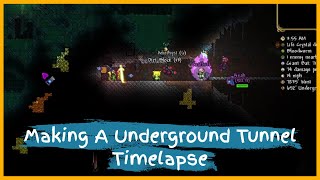 Making A Underground Tunnel Across A Large World In Terraria Timelapse