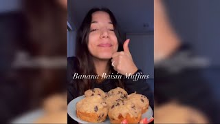 Banana raisin muffins | Ponquesitos de banana y pasas