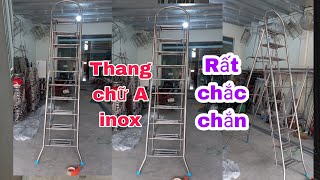 Thang chữ A inox 9 bậc rất chắc chắn rất tiện ích cho mỗi gia đình và cả thợ làm công trình