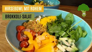 Hirsebowl mit rohem Brokkoli-Salat 🥦 Hirse zubereiten mit dem Instant-Pot