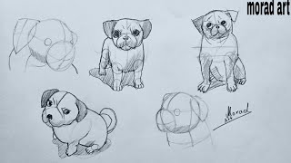 How to teach the steps to draw a dog in a very easy way