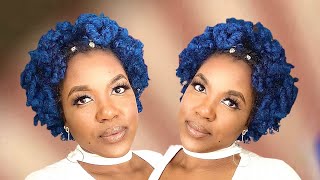 PERM ROD SET ON SHORT NATURAL HAIR with BLUE HAIR PAINT WAX | Flat Twist Perm Rod Fine Natural Hair