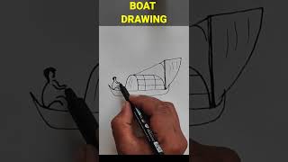 HOW TO DRAW A BOAT EASY|BOAT SCENERY DRAWING#shorts#shortsviral👍👍👍👍