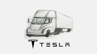 How to Draw TESLA Semi Truck