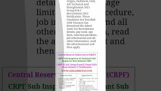 crpf si #2023 #job #admitcard #newvacancy #governmentjob #upsc #sscchsl2022 #india #vacancy