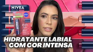 Hidratante Labial Nivea HIDRA COLOR com Cor Intensa + Hidratação! É protetor labial? | Make com Lari